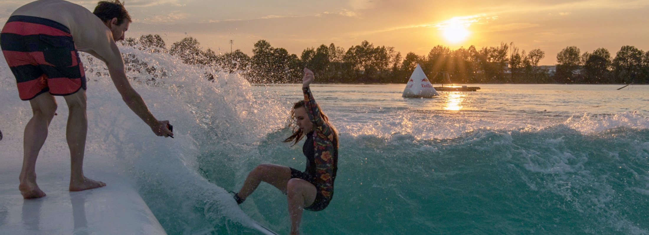 Quirin Rohleder and Laura Haustein surfing UNIT Surf Pool in Italy